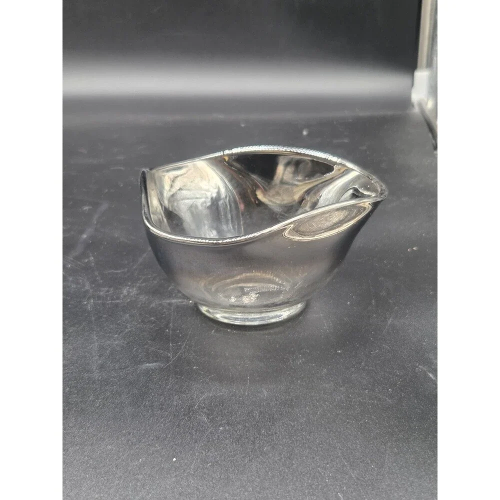 Vintage Silver Rim MCM Mid Century Bowl Snacks Nuts Dips 5